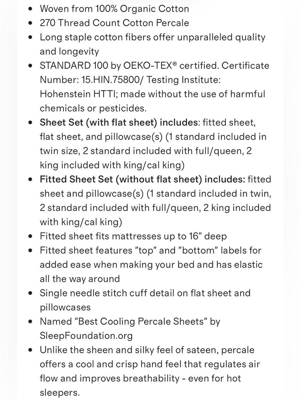 NEW Quince Organic Crisp Percale Sheet, King (White) - Picture 6 of 6